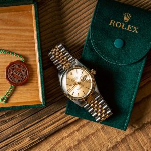 Vintage Rolex Datejust 16013 two tone champagne dial watch